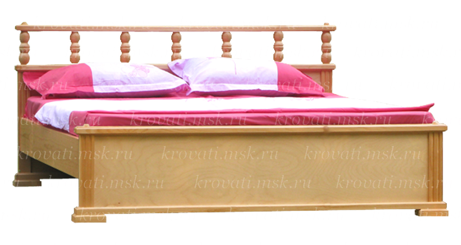 Двуспальная кровать с точеными элементами из цельной древесины сосны Беляна-3
