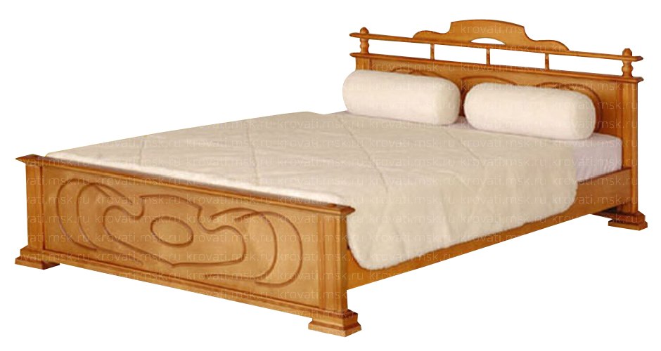 Изысканная двуспальная деревянная кровать с резной спинкой Данко-1