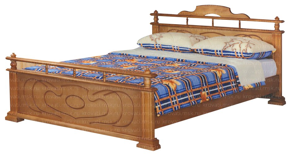 Двуспальная кровать из натуральной древесины изысканного дизайна Данко-2