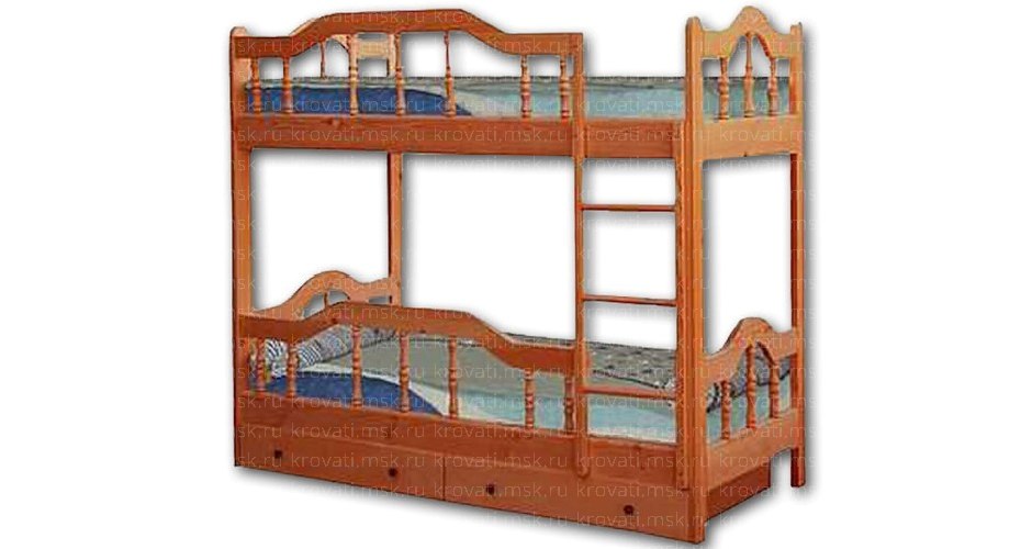 Деревянная двухъярусная кровать с фигурными бортиками Диана-3
