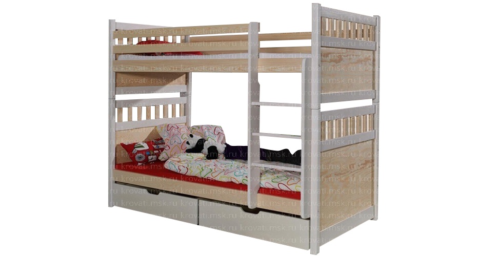 Двухъярусная кровать для детей с бортиками Изабель