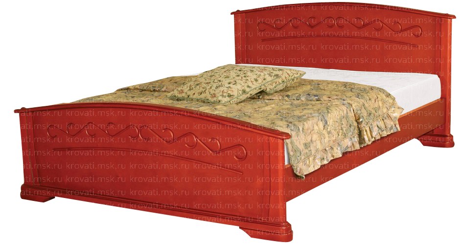 Двуспальная кровать с резными узорами на спинках Камея-1