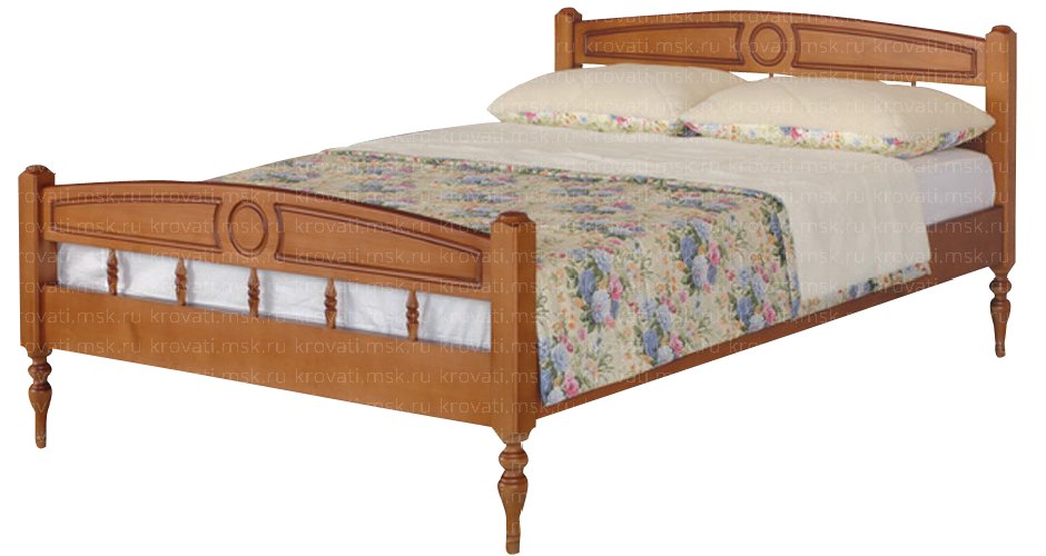 Двуспальная кровать из дерева сосны для дачи Лилия-2