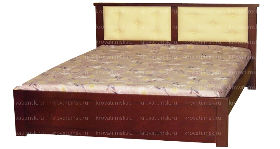 Двуспальная кровать из дерева с мягкими вставками из кожзама в Москве с доставкой