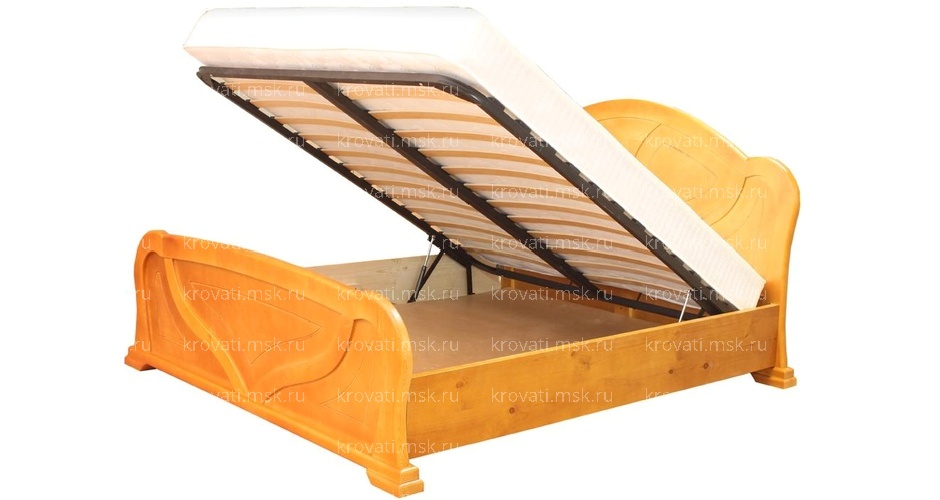 Двуспальная кровать из массива от производителя с подъёмным механизмом Ниагара