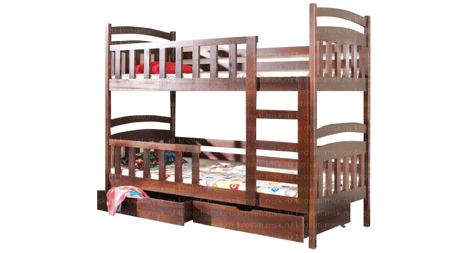 Двухъярусная кровать для детей с бортиком внизу Смена