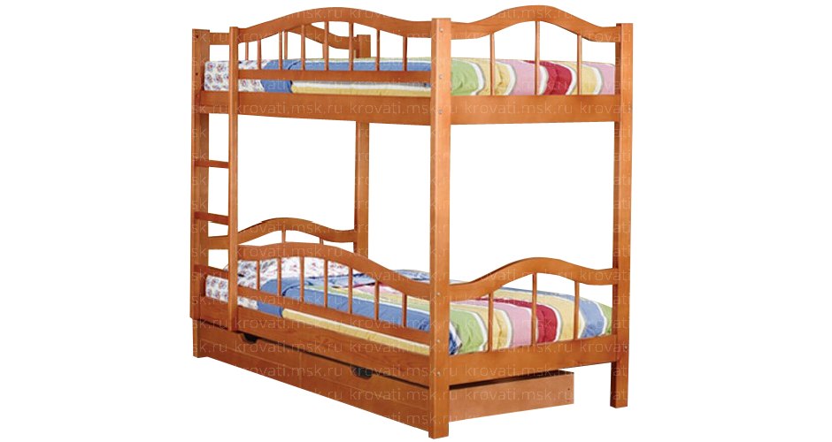 Классическая двухъярусная кровать из массива цельной древесины Тандем-1