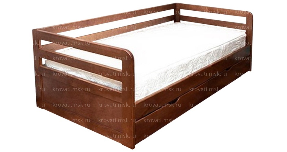 Кровать для подростка из массива сосны с бортиками Юниор-5