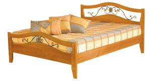 Деревянная двуспальная кровать с элементами ковки Амулет-2