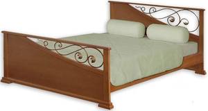 Двуспальная кровать из массива сосны с коваными вставками Евгения