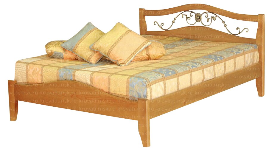 Двуспальная кровать с ковкой из массива сосны Амулет-1