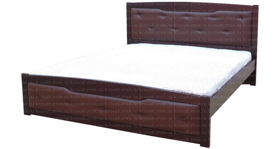 Кровать классическая с массивной спинкой с мягкими вставками из кожзама в Москве с доставкой