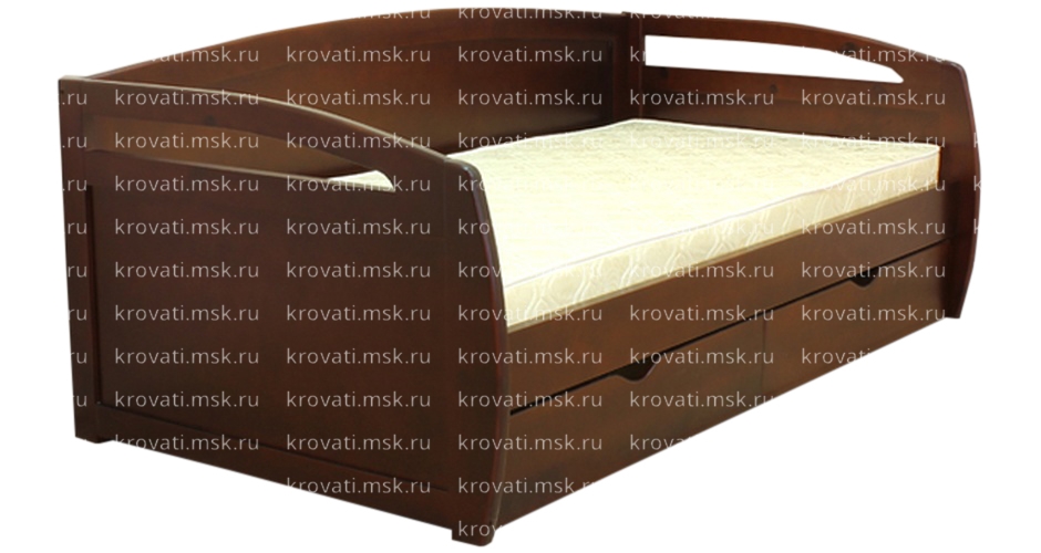 Односпальная кровать с боковой спинкой и ящиками Бонита