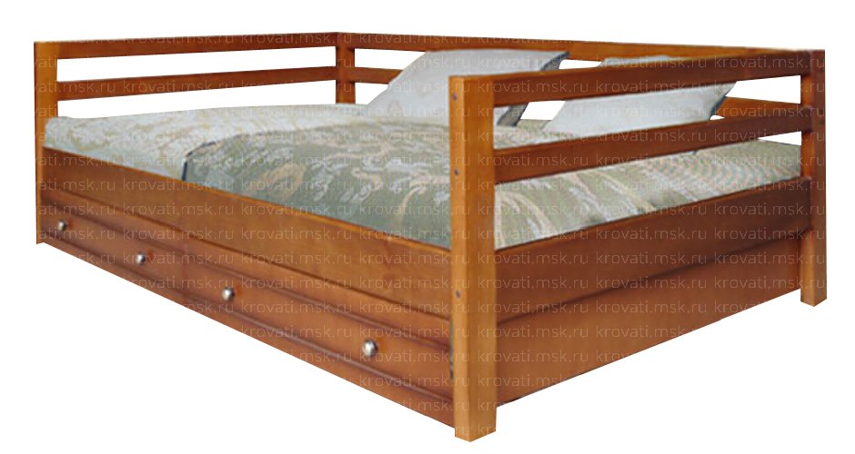 Подростковая кровать с выдвижными ящиками и бортиком Кадет