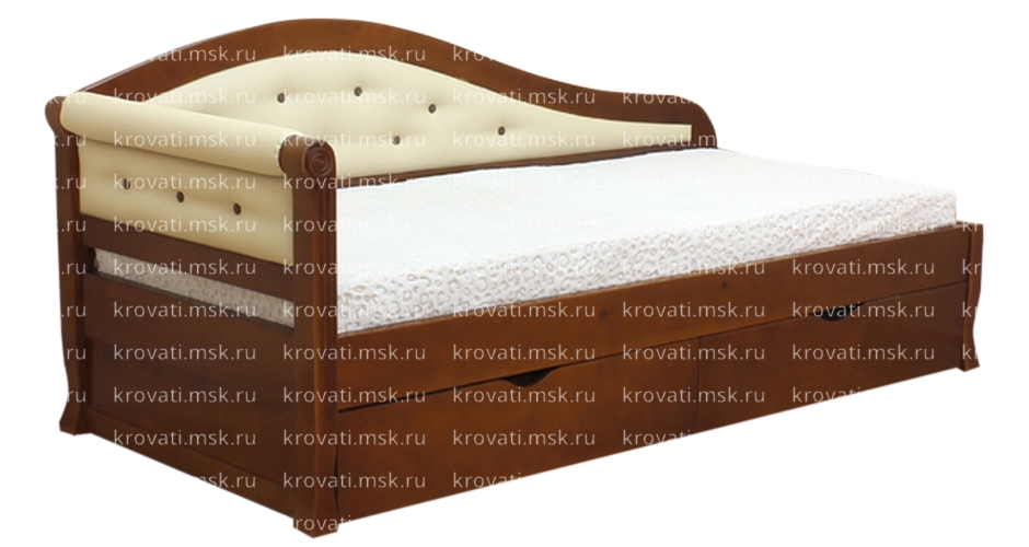 Кровать с деревянной спинкой