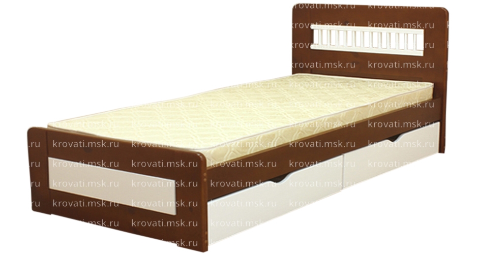 Односпальная кровать с выкатными ящиками для белья со спинкой Лера-3