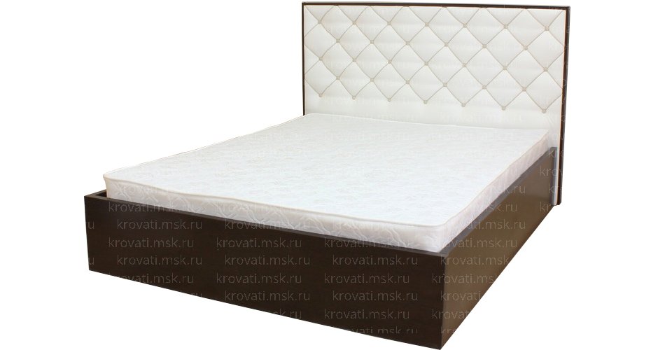 Двуспальная кровать из лдсп с мягким изголовьем Мила-2
