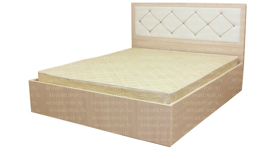 Двуспальная кровать из лдсп с мягким изголовьем Мила-8