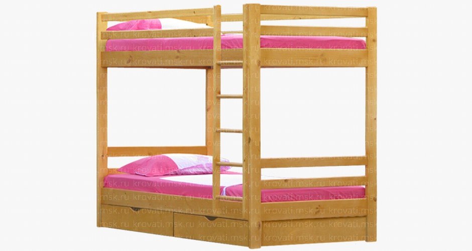 Двухъярусная кровать для взрослых из дерева с ящиками Млада-2