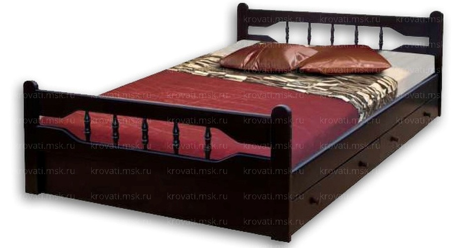 Двуспальная кровать из дерева с выдвижными ящиками Морфей