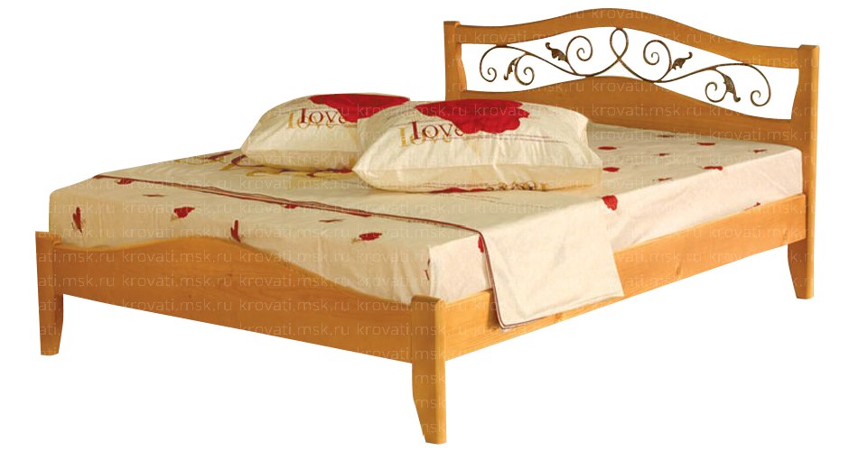 Кровать из массива сосны с высоким изголовьем Талисман-1